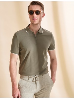 Pierre Cardin Erkek Haki Slim Fit Tişört 50327873-VR027