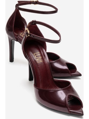 Luvi Dona Bordo Cilt Kadın Ince Topuklu Ayakkabı