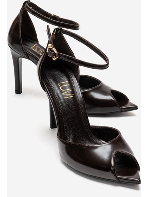 Luvi Dona Kahverengi Cilt Kadın Ince Topuklu Ayakkabı