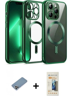 Marsilyan™- iPhone 12 Pro Kılıf Nova Işık Özel Seri - Siyah 6d Mat Seramik Hayalet Nano Ekran Koruyucu + Gökkuşağı Shine Kamera Lens Koruma Cam