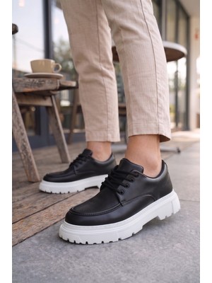 Baybonza JY06 Solven Bağcıklı Cilt Erkek Günlük Spor Klasik Ayakkabı Cbt - Siyah