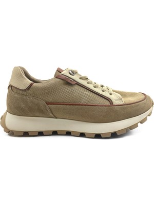 Ortoplus Ortopedik Deri Erkek Sneaker Ayakkabı CF2683 Bej