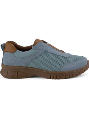 Ortoplus Deri Ortopedik Kadın Sneaker Ayakkabı ND26066 Açık Mavi