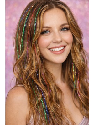 Bkmc Hair Tinsel Renkli Saç Simi 5 Li Seti – Parlak Parti Saç Aksesuarı (5 Parça)