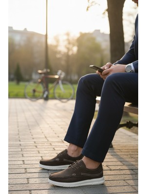 Enoch Erkek Deri El Işçiliği Dikiş Detaylı Hafif Tabanlı Klasik Comfort Ayakkabı