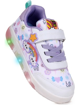 Kiko Kids Bulut Cırtlı Işıklı Kız Bebek Günlük Spor Ayakkabı