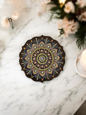 Berra Ceramic El Yapımı Mandala Desenli Dekoratif Seramik Tabak 18 cm – Duvar & Masa Süsü