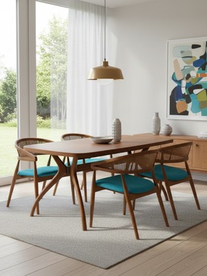 Kleinhaus Furniture Pilurus & Berlin Yemek Masası Seti (4 Berlin Sandalyeli)