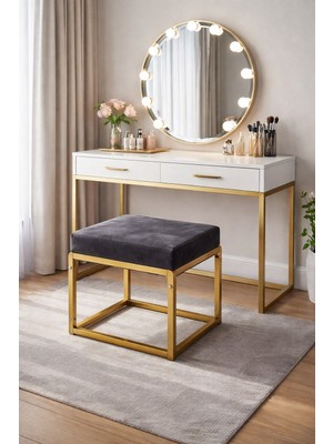 Todek Home Pure Gold Ayaklı Babyface Puf 50X40X45 cm - Modern Bench