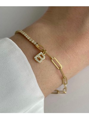 Wind Silver Yarı Su Yolu Yarı Zincir Harfini Seç Bileklik 925 Ayar Gümüş