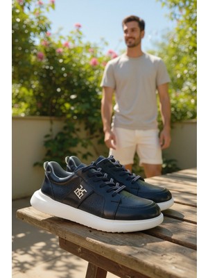 Enoch Erkek Deri Perfore Detaylı ve Nakış Logolu Hafif Tabanlı Klasik Sneaker Comfort Ayakkabı