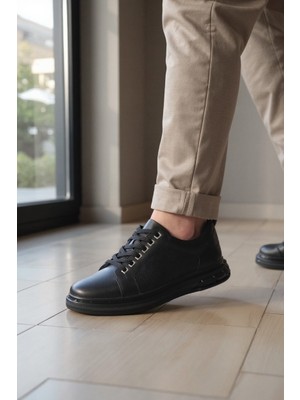 Enoch Hakiki Deri Günlük Bağcıklı Erkek Ayakkabı Jel Görünümlü Taban Sneaker