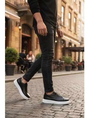 Enoch Erkek Floter Deri Dokulu Hafif Yüksek Tabanlı Klasik Sneaker Comfort Ayakkabı
