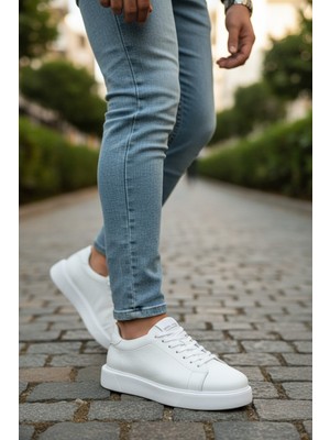 Enoch Erkek Floter Deri Dokulu Hafif Yüksek Tabanlı Klasik Sneaker Comfort Ayakkabı