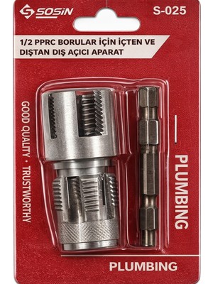 NSE 1/2 Pprc Boru Içten ve Dıştan Diş Açıcı Aparat Seti – Metal Diş Açma Kalıbı + Adaptör Uç (S-025)