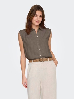 Only Onlsıesta  S/l Lınen Bl Shırt Pnt Noos Gri Kadın Gömlek 15367416