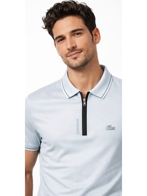 Lacoste Fermuar Yaka Gök Mavi Regular Fit