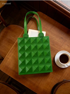 Major Hobi Yeşil Tote Çanta - 16x15x7,5 cm Modern Tasarım - 3D Baskı