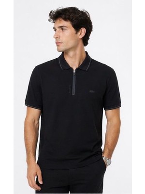 Lacoste Fermuar Yaka Siyah Regular Fit