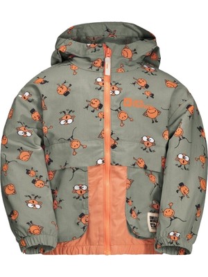 Belirtilmemiş Jack Wolfskin Smileyworld Aop Unisex Çocuk Yeşil Outdoor Ceketi