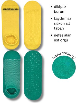 Steppe Berry 2 Çift Kadın Dikişsiz ve Kaydırmazlı Patik Pilates Yoga Çorabı