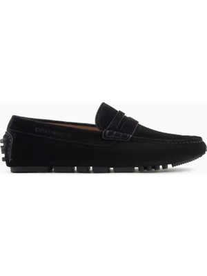 Emporio Armani Erkek Süet Deri Bağcıksız Günlük Kullanım Siyah Ayakkabı EM003731 AF19687-UC001