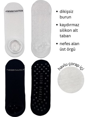 Steppe Berry 2 Çift Kadın Dikişsiz ve Kaydırmazlı Patik Pilates Yoga Çorabı