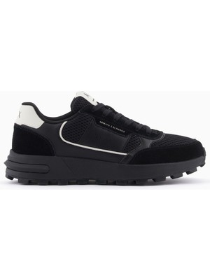 Armani Exchange Erkek Kalın ve Rahat Tabanlı File Detaylı Siyah Sneaker XM002197 AF17447-MC024
