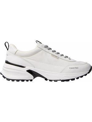 Calvin Klein Erkek Deri Topuk Kısmı Marka Logo Desenli Rahat Taban Bağcıklı Beyaz Sneaker HM0HM02152-01W