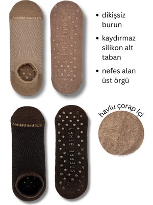 Steppe Berry 2 Çift Kadın Dikişsiz ve Kaydırmazlı Patik Pilates Yoga Çorabı