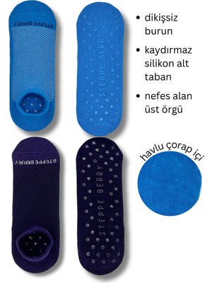 Steppe Berry 2 Çift Kadın Dikişsiz ve Kaydırmazlı Patik Pilates Yoga Çorabı