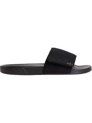 Calvin Klein Erkek Deri Rahat Taban Ck Desenl Siyah Terlik HM0HM02115-0GJ