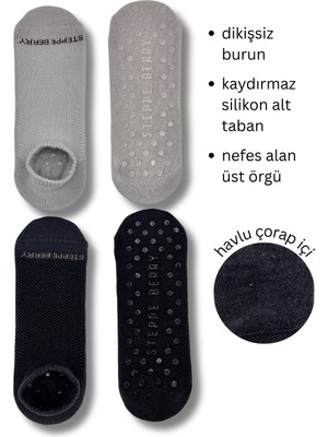 Steppe Berry 2 Çift Kadın Dikişsiz ve Kaydırmazlı Patik Pilates Yoga Çorabı