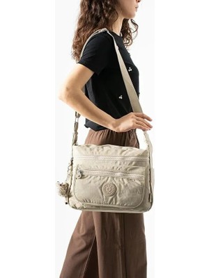 Alanç Gift Özel Su Geçirmez Bej Çok Cepli Çapraz Askılı Büyük Boy Omuz Postacı Okul İçin Uygundur