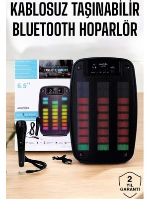 Najmaddin Kablosuz Bluetooth Hoparlör Taşınabilir 6.5 Inç LED Işık Kareoke -Com