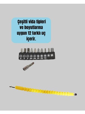 Mrt Teknik 12 Parça Akrobat Bits Seti Çok Amaçlı Vidalama Dayanıklı Çelik