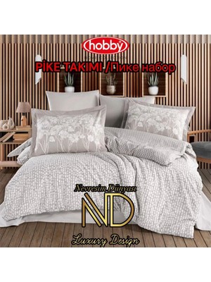 Poplin Pike Takımı Çift Kişilik Velura Taş