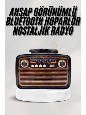 Najmaddin Bluetooth Hoparlör Ahşap Renk Vintage Işıklı Nostaljik Radyo Fm Ahşap Görünümlü