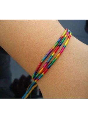 Renkli Şans Bileklikleri - 1 Kartela - ( 65 Adet )