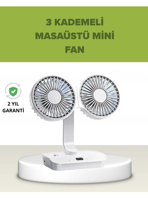 Mrt Teknik Çift Kafalı Masaüstü ve Duvar Tipi Sessiz USB Şarjlı Fan