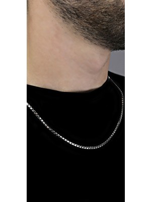 Wind Silver Küp Zincir Kolye Unisex 925 Ayar