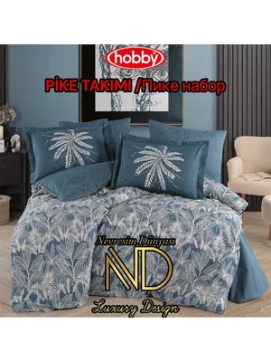 Poplin Pike Takımı Çift Kişilik Selene Petrol