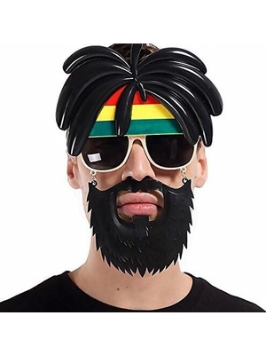Rasta Peruklu Rasta Sakallı Bob Marley Bıyıklı Parti Gözlüğü 27X18 cm