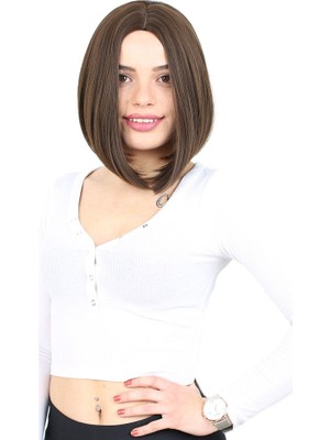 Kahkülsüz Düz Kısa Fiber Sen Peruk / Kahve