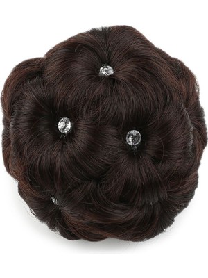 Taşlı Topuz Toka / Koyu Kahve