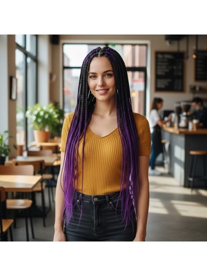 Afrika Örgüsü Rasta Için Sen Ombreli / Siyah / Mor