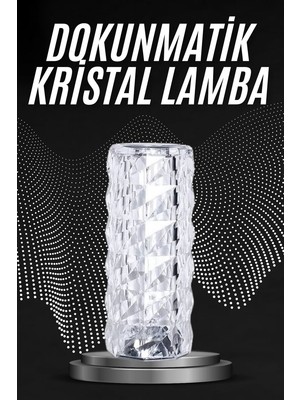 Kristal Lamba Masa Lambası Şarjlı Masa Lambası Dokunmatik Sensör USB Şarjlı