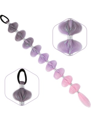 Örgülü Simli Aksesuarlı Lastikli At Kuyruğu / ACM06