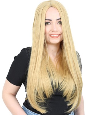 Fiber Sen Uzun Düz Peruk / Sarı