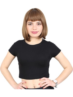 Kısa Küt Perçemli Fiber Sen Peruk / Kumral